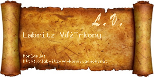 Labritz Várkony névjegykártya